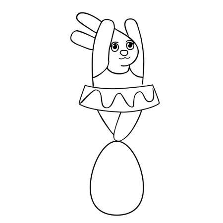 black and white rabbit icon poster. Coloring book page for adults and kids. Easter themed vector illustration for gift card, flyer, certificate or banner, icon, logo, patch, stickerのイラスト素材