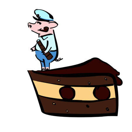 funny costumed mariner pig with spy glassのイラスト素材