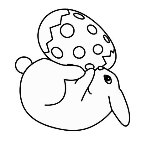 vector funny Easter bunny rabbit and Easter eggのイラスト素材