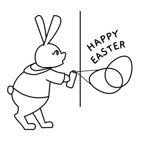 Easter rabbit graffiti artist vector illustration for gift card, flyer, certificate or banner, icon, logo, patch, stickerのイラスト素材