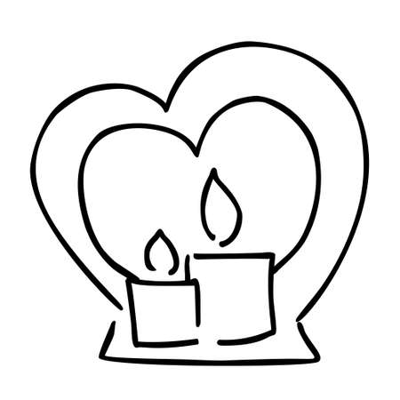 Candle and candl holder valentines day vector doodle illustrationのイラスト素材
