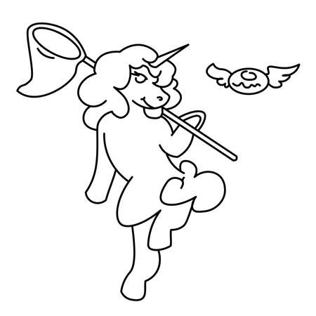 sweet charismatic boy unicorn cartoon animals funny stickersのイラスト素材