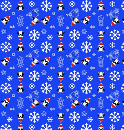 Penguin pattern with snowflakes (blue background)のイラスト素材