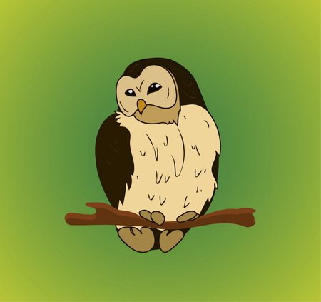 Cartoon owl on a tree branchのイラスト素材
