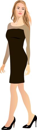 Girl wearing little black dressのイラスト素材