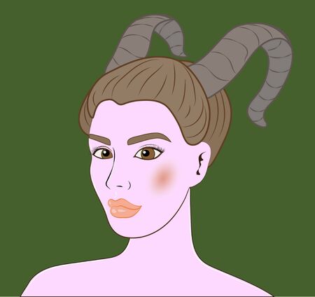 Capricorn beautiful girl vector portraitのイラスト素材