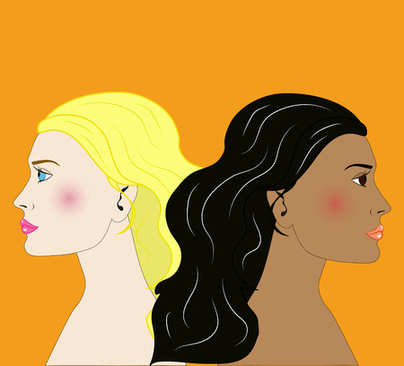 Gemini beautiful girls vector portraitのイラスト素材