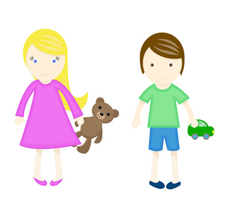 Happy children with toys. Vector illustrationのイラスト素材