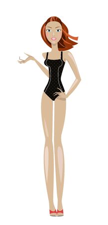 Beautiful and sexy young women in monokini isolatedのイラスト素材