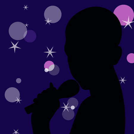 Woman karaoke singer with microphone in the handのイラスト素材