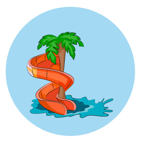 screw Water hill in an aquapark. Vector round icon or signのイラスト素材