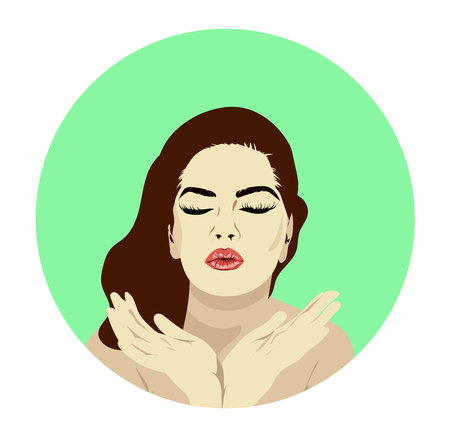 Beauty icon or sign for hairdressing, barber or beauty salon, aesthetic medicine center.のイラスト素材