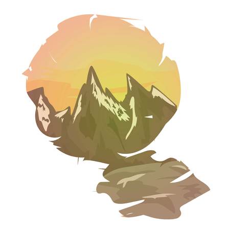 Vector illustration of Mountain landscape at sunsetのイラスト素材