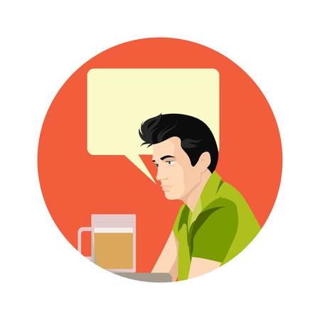 Man holding beer. Cartoon Vector Illustration.のイラスト素材
