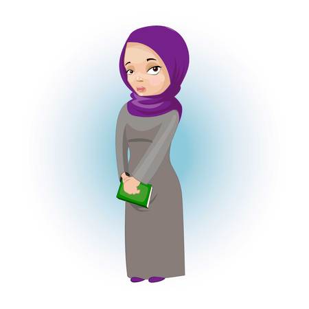 Muslim girl holding a bookのイラスト素材