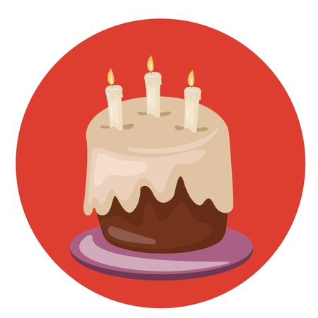 Birthday cake vector. Sweet cream pie with candles on a plateのイラスト素材