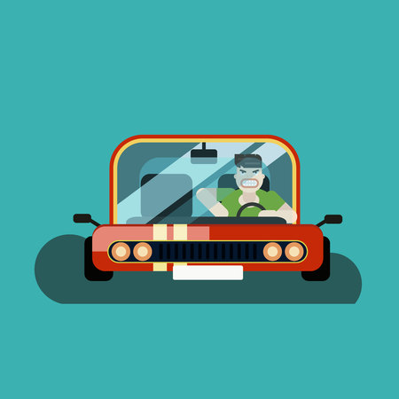 Angry man driver in the carのイラスト素材