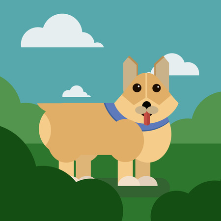 Cartoon puppy, vector illustration of cute dogのイラスト素材