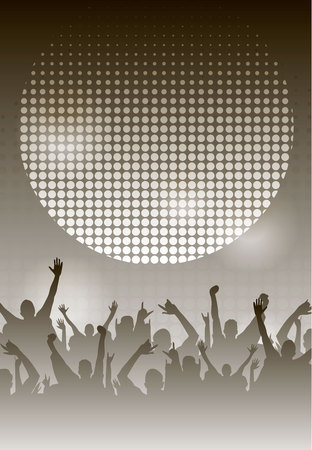Dance Party Festive Crowd Night Poster Background Template. Vector Illustrationのイラスト素材