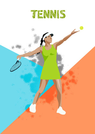 Tennis vector poster. Sports girl. vector poster with textのイラスト素材