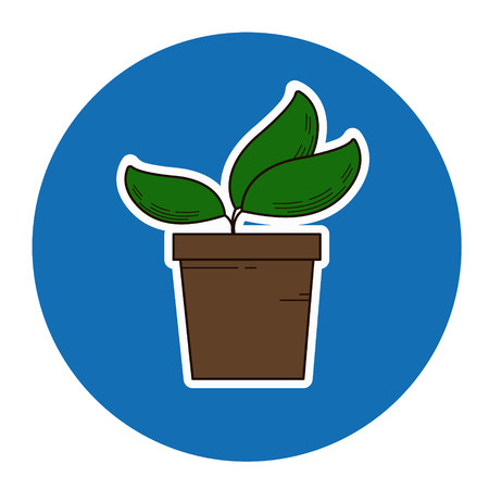 Vector sprout icon sticker style, plant in pot isolatedのイラスト素材