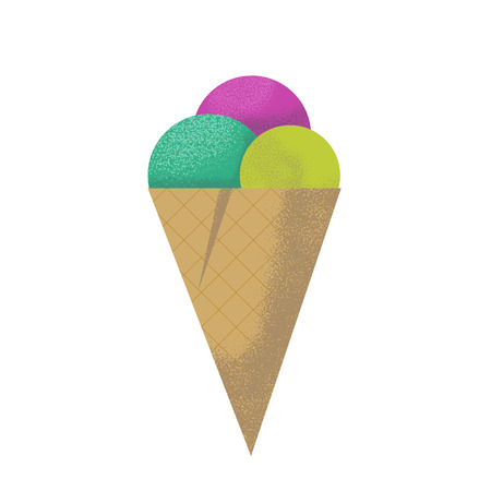 Hand drawn ice cream cone colorful icon or banner . Vector isolatedのイラスト素材