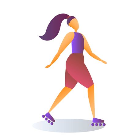 Roller Skating Young Girl, Sport Vector Conceptのイラスト素材