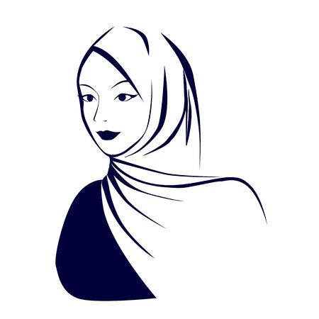 beautiful face of arabic muslim woman in hijabのイラスト素材