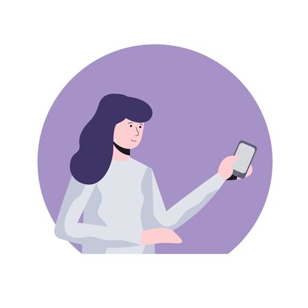 Woman talking on mobile phone.のイラスト素材