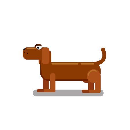 Vector illustration of cute and funny cartoon dachshund in a flat styleのイラスト素材