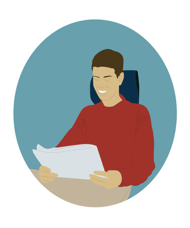 Man reading a newspaper in a train by travelのイラスト素材