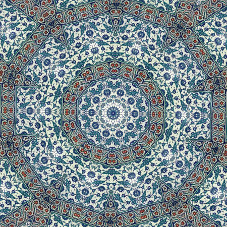 blue and white tile ornamentの写真素材