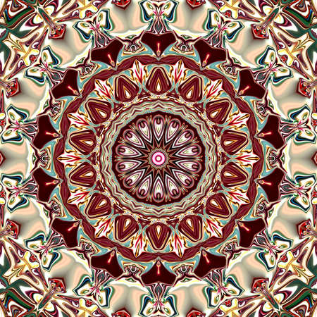 Colored mandala. Oriental round pattern. Mystical motif, Abstract exotic background. Fantastic...