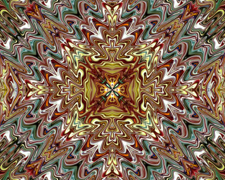 Colored mandala. Oriental round pattern. Mystical motif Abstract exotic background. Fantastic fractal design  Psychedelic digital art shining geometric texture.の写真素材