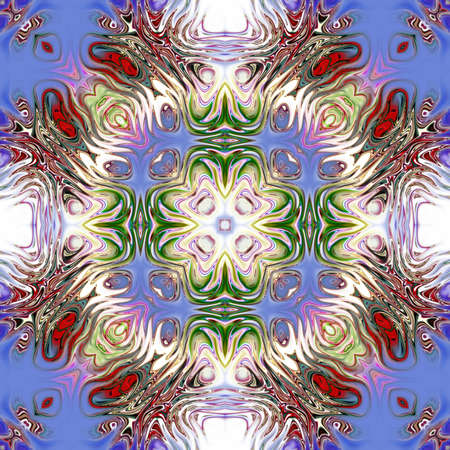 Colored mandala, Oriental round pattern, Mystical motif, Abstract exotic background. Fantastic fractal design, Psychedelic digital art, shining geometric texture.の写真素材