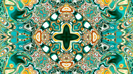 Colored mandala, Oriental round pattern, Mystical motif, Abstract exotic background. Fantastic fractal design, Psychedelic digital art, shining geometric texture.の写真素材