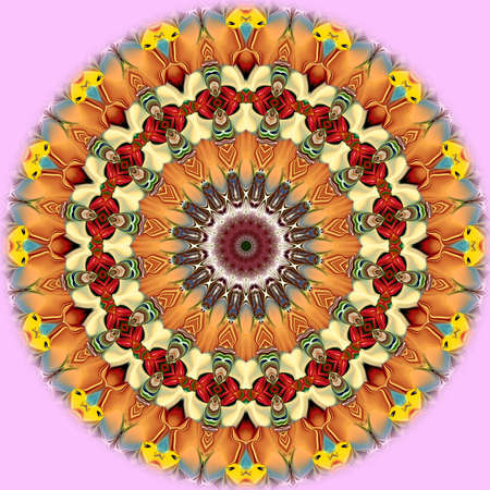 Unique mandala, Oriental round pattern, Mystical motif, Abstract exotic background. Fantastic fractal design, Colorful digital art, shining geometric texture.の写真素材