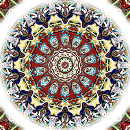 Unique mandala, Oriental round pattern, Mystical motif, Abstract exotic background. Fantastic fractal design, Colorful digital art, shining geometric texture.の写真素材