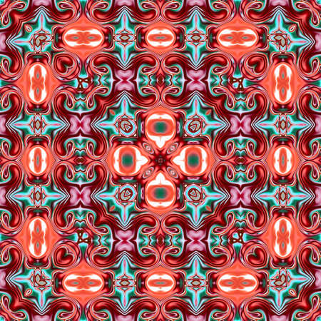 Unique mandala, Oriental round pattern, Mystical motif, Abstract exotic background. Fantastic fractal design, Colorful digital art, shining geometric texture.の写真素材