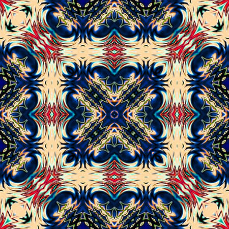 Unique mandala, Oriental round pattern, Mystical motif, Abstract exotic background. Fantastic fractal design, Colorful digital art, shining geometric texture.の写真素材