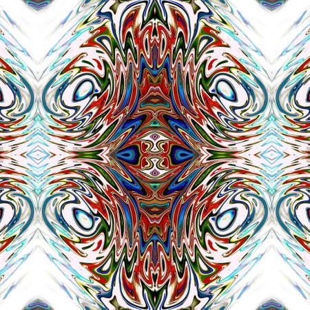 Unique mandala, Oriental round pattern, Mystical motif, Abstract exotic background. Fantastic fractal design, Colorful digital art, shining geometric texture.の写真素材