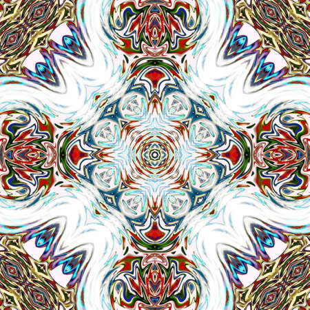 Unique mandala, Oriental round pattern, Mystical motif, Abstract exotic background. Fantastic fractal design, Colorful digital art, shining geometric texture.の写真素材