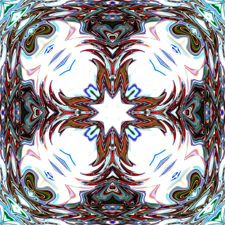 Unique mandala, Oriental round pattern, Mystical motif, Abstract exotic background. Fantastic fractal design, Colorful digital art, shining geometric texture.の写真素材