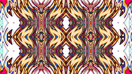 Unique mandala, Oriental round pattern, Mystical motif, Abstract exotic background. Fantastic fractal design, Colorful digital art, shining geometric texture.の写真素材