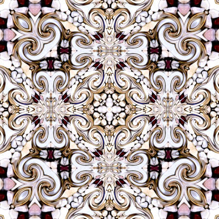 Unique mandala, Oriental round pattern, Mystical motif, Abstract exotic background. Fantastic fractal design, Colorful digital art, shining geometric texture.の写真素材