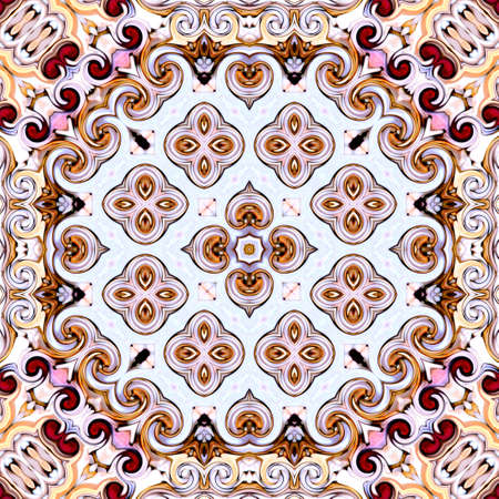 Unique mandala, Oriental round pattern, Mystical motif, Abstract exotic background. Fantastic fractal design, Colorful digital art, shining geometric texture.の写真素材