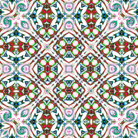 Unique mandala, Oriental round pattern, Mystical motif, Abstract exotic background. Fantastic fractal design, Colorful digital art, shining geometric texture.の写真素材