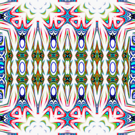 Unique mandala, Oriental round pattern, Mystical motif, Abstract exotic background. Fantastic fractal design, Colorful digital art, shining geometric texture.の写真素材