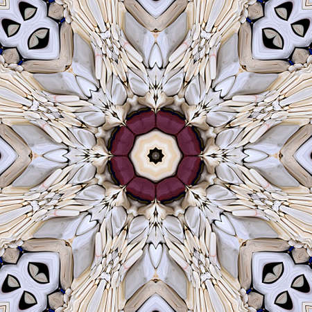 Unique mandala, Oriental round pattern, Mystical motif, Abstract exotic background. Fantastic fractal design, Colorful digital art, shining geometric texture.の写真素材