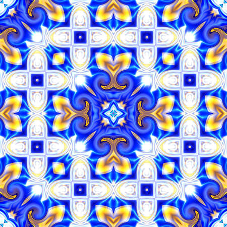 Unique mandala, Oriental round pattern, Mystical motif, Abstract exotic background. Fantastic fractal design, Colorful digital art, shining geometric texture.の写真素材